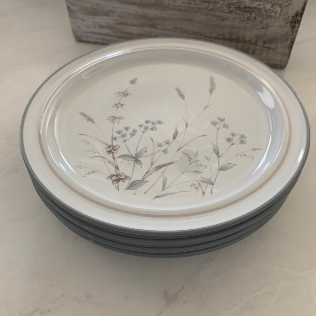 Vintage Noritake Stoneware Salad Plate Woodstock 8354 Set of 4 8 1/4 Oven Safe Detergent Safe