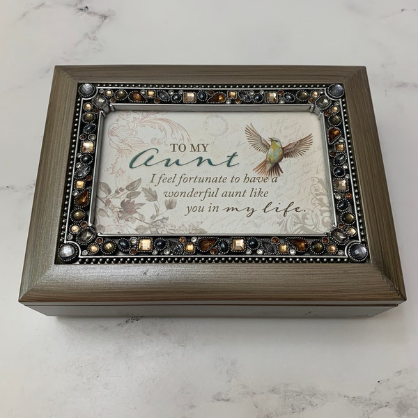 Sanyko Music Jeweled Photo Box | Cottage Garden Plays "You Light Up My Life" | Picture Box | Personalizable | Vanity Dresser Decor
