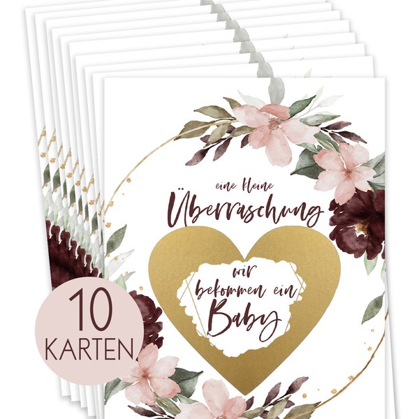 Schwangerschaft verkünden I Wir bekommen ein Baby 5er/ 10er Set I Rubbelkarte Schwangerschaft I Baby Verkündung I Glückslos Schwangerschaft