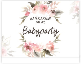 Babyparty Spiele I 25 Babyshower Karten zum Ausfüllen für Babyparty Mädchen und Jungen I Ratespiel inkl. Box I Geschenk Baby Shower Spiel