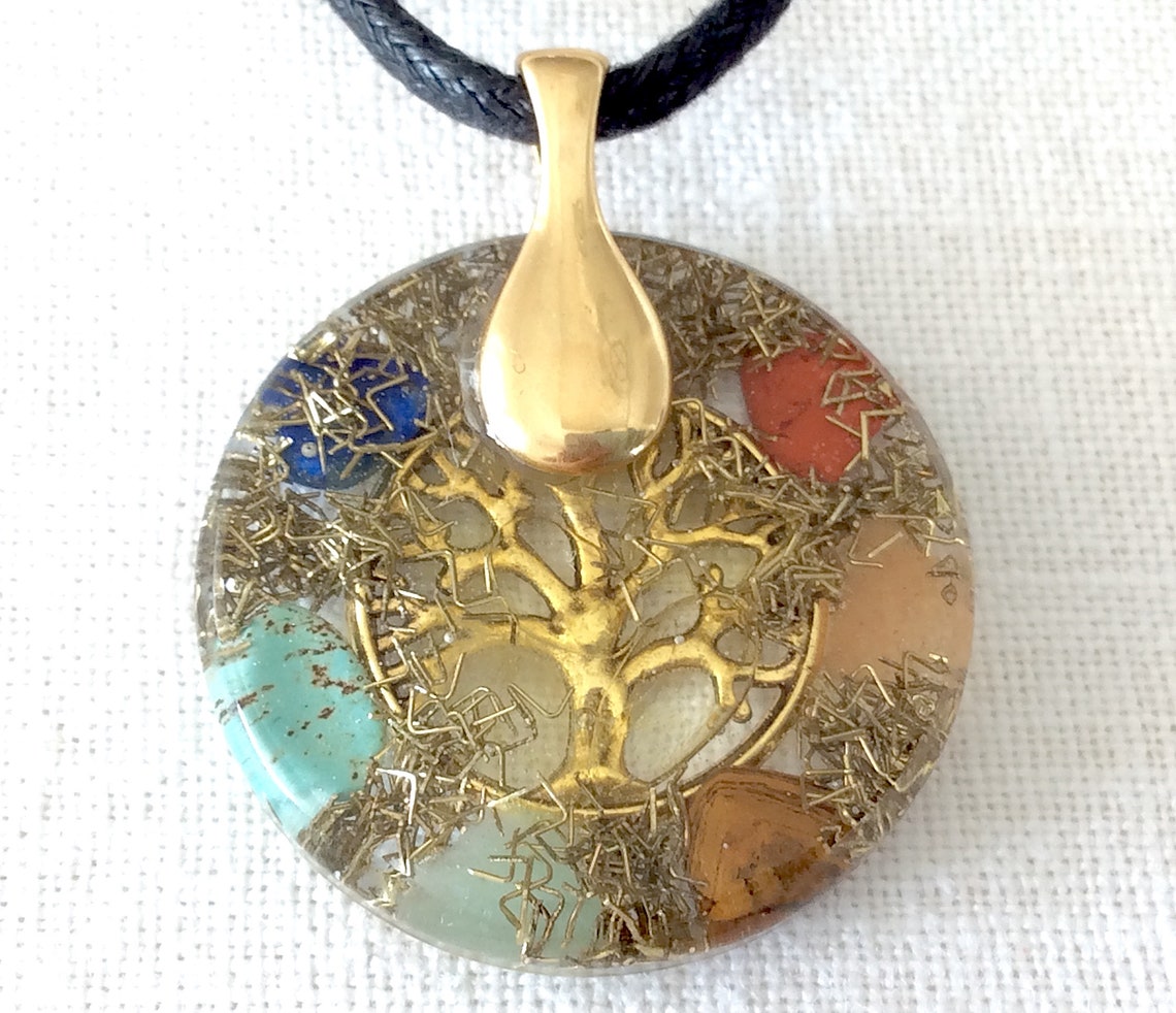 Orgone Energy Pendant Necklace With Golden Tree Of Life & - Etsy