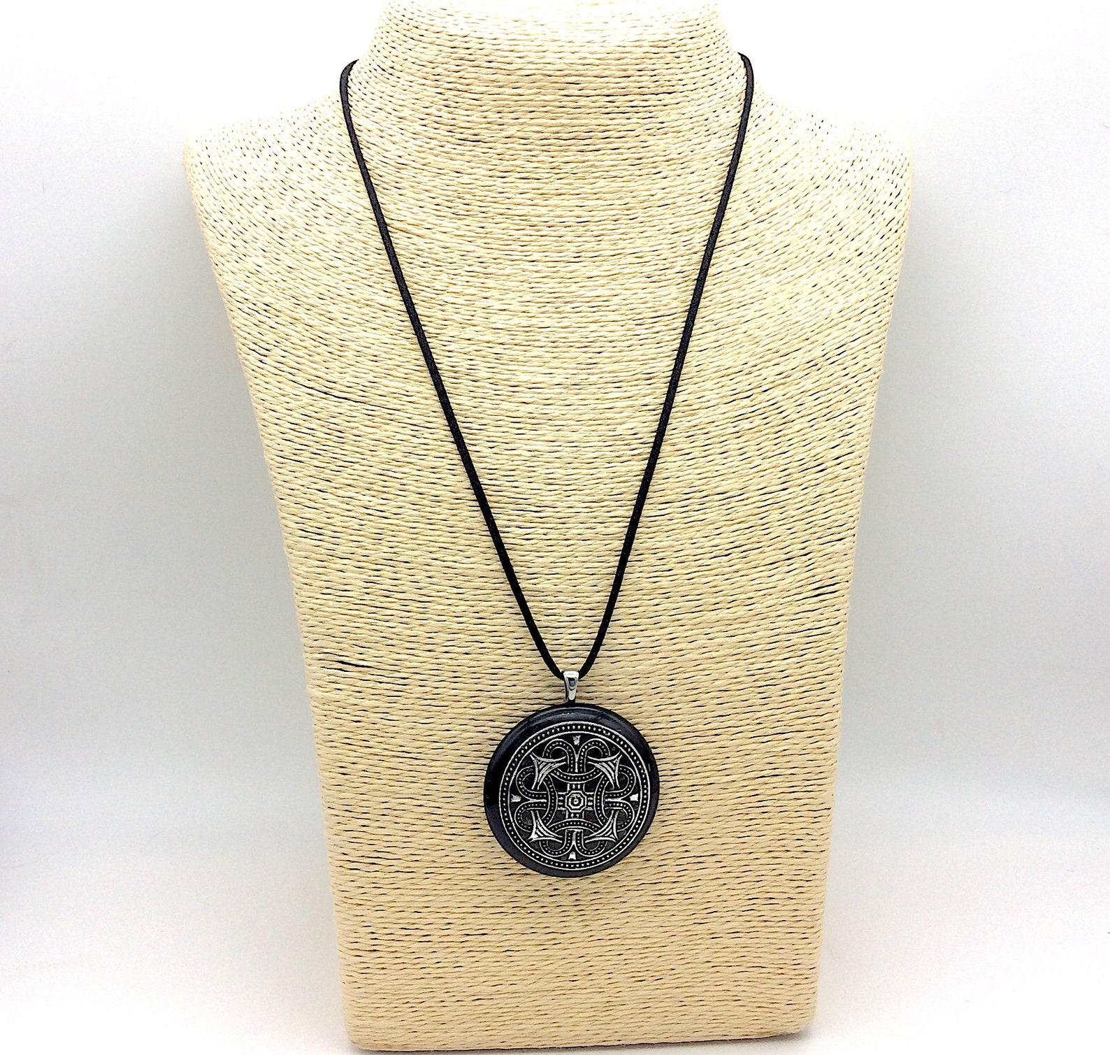 Orgone Pendant Necklace Silver Steel Endless Knot Shield on - Etsy