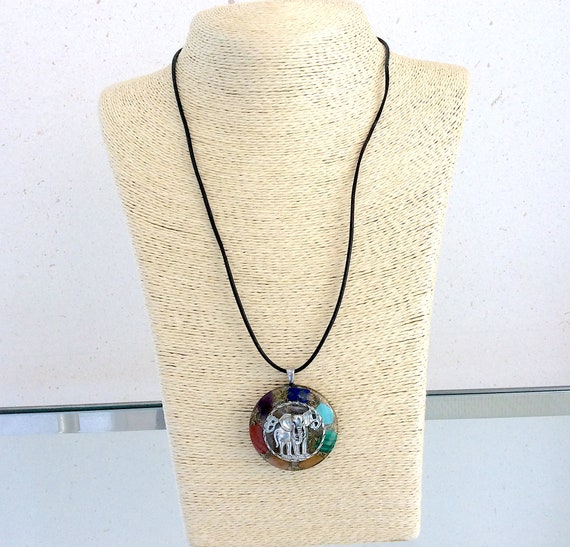 Collana Elefante Portafortuna Bohemien - Gioiello Ispirato Al Reiki Con Simbolo Ganesh In Zinco E Turchese