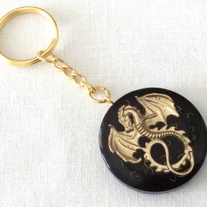 Orgonite keychain with Golden Dragon, Black Tourmaline and Shungite EMF protection. Made in USA