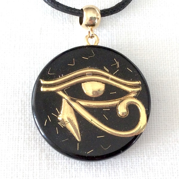 Orgone Energy Pendant Necklace, Golden Eye of Horus, EMF Protection