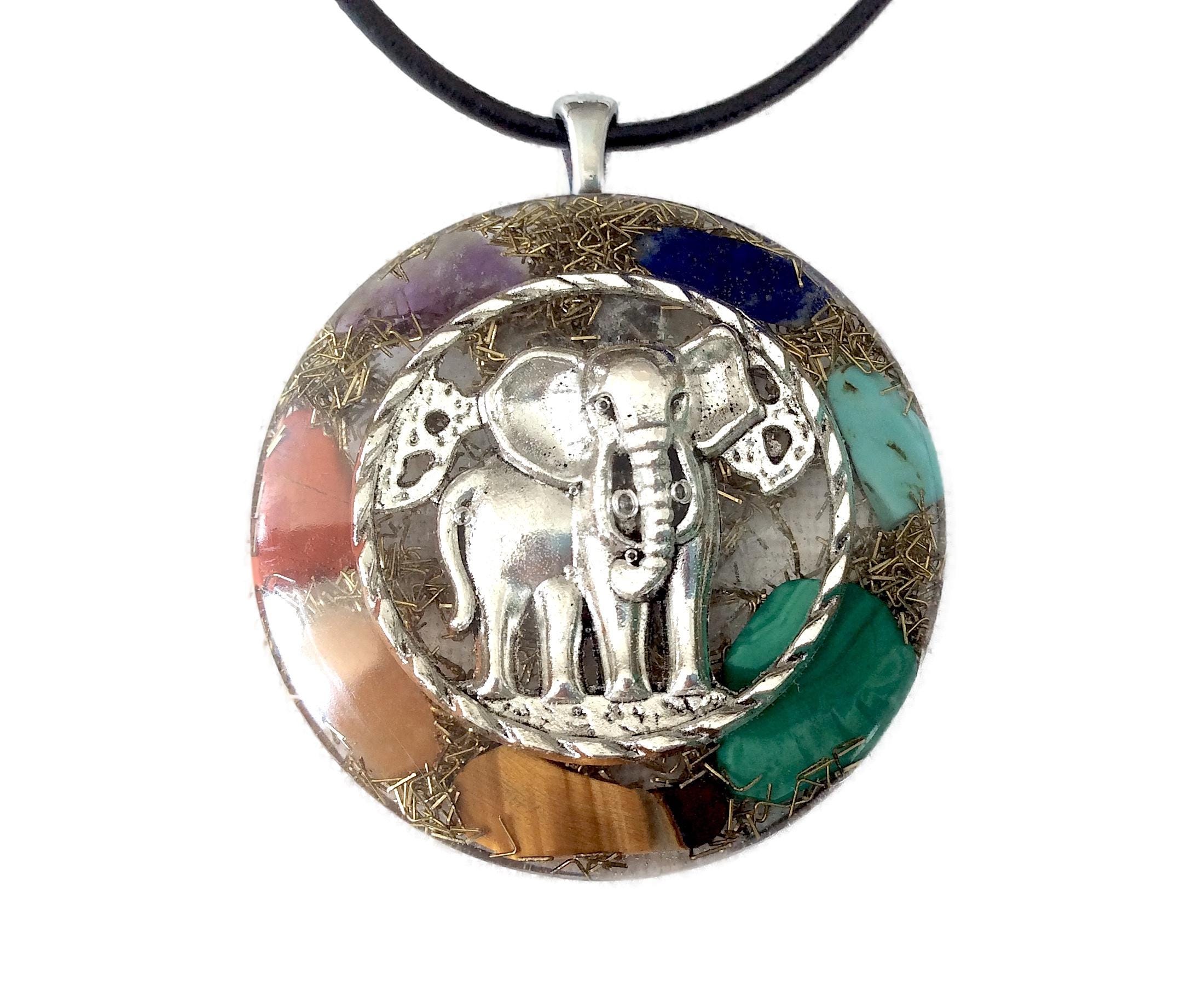 Collana Elefante Bohemien Portafortuna Con Energia Reiki - Ganesh Indiano In Zinco E Turchese - 4
