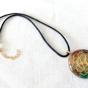Orgone Pendant Necklace Golden Sacred Geometry Merkaba Mandala & Seven ...