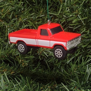 FORD F-150 Christmas Ornament 1977 F150 Pickup Truck Xmas Tree Decoration Unique Gift Idea 1973-1979 3 inch red/white
