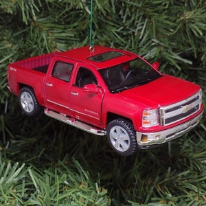 Chevy Silverado Ornament Christmas Tree Decoration Fun Automotive Xmas Gift Idea 5 inches long Chevrolet pickup truck Maroon