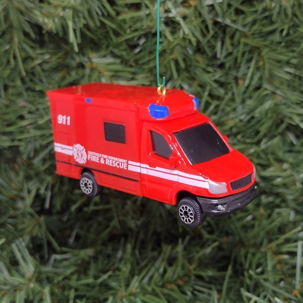 Ambulance Ornament Christmas tree decoration fun automotive gift for car enthusiast or man cave tree First Responder EMT