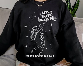 Moon Sweatshirt Moon Child Moon Phase Sweater Indie Sweatshirt Witchy Sweatshirt Trendy Crewneck Moon Child Shirt Moon Crewneck Moon Phase
