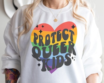 Protect Trans Kids Protect Queer Kids Crewneck Sweatshirt Protect Trans Youth Activist Shirt Trans Shirt Trans Rights Shirt