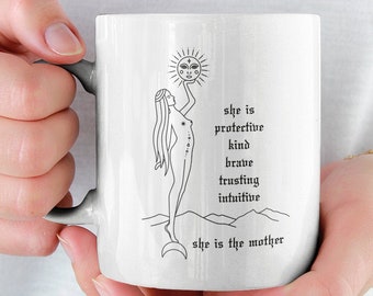 Mothers Day Mug Celestial Positive Affirmations Motivational Mug Mindset Self Care Mindset Cute Mug Women Empowerment Art Cup