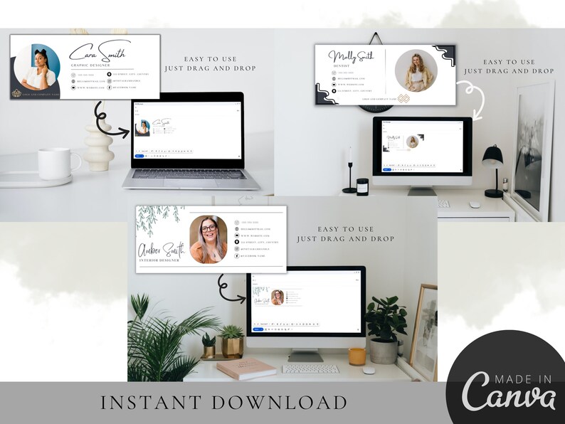 Email Signature Template Bundle Canva, Gmail, Outlook, Customizable ...
