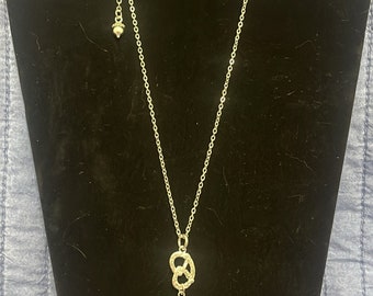 Oktoberfest Silver Pretzel & Edelweiß Necklace 18”-20”