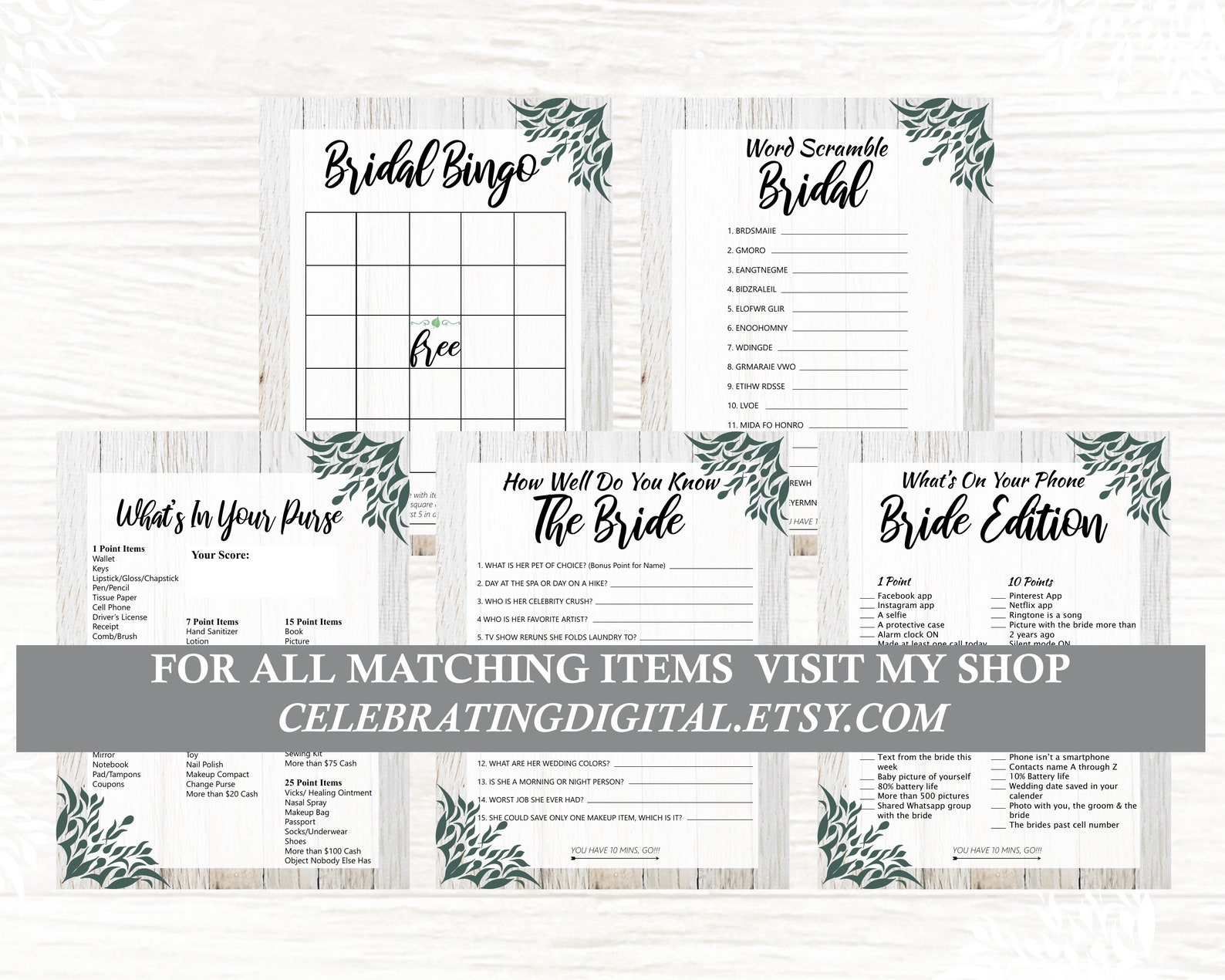 Purse Scavenger Hunt What's in Your Purse Bride Trivia Etsy