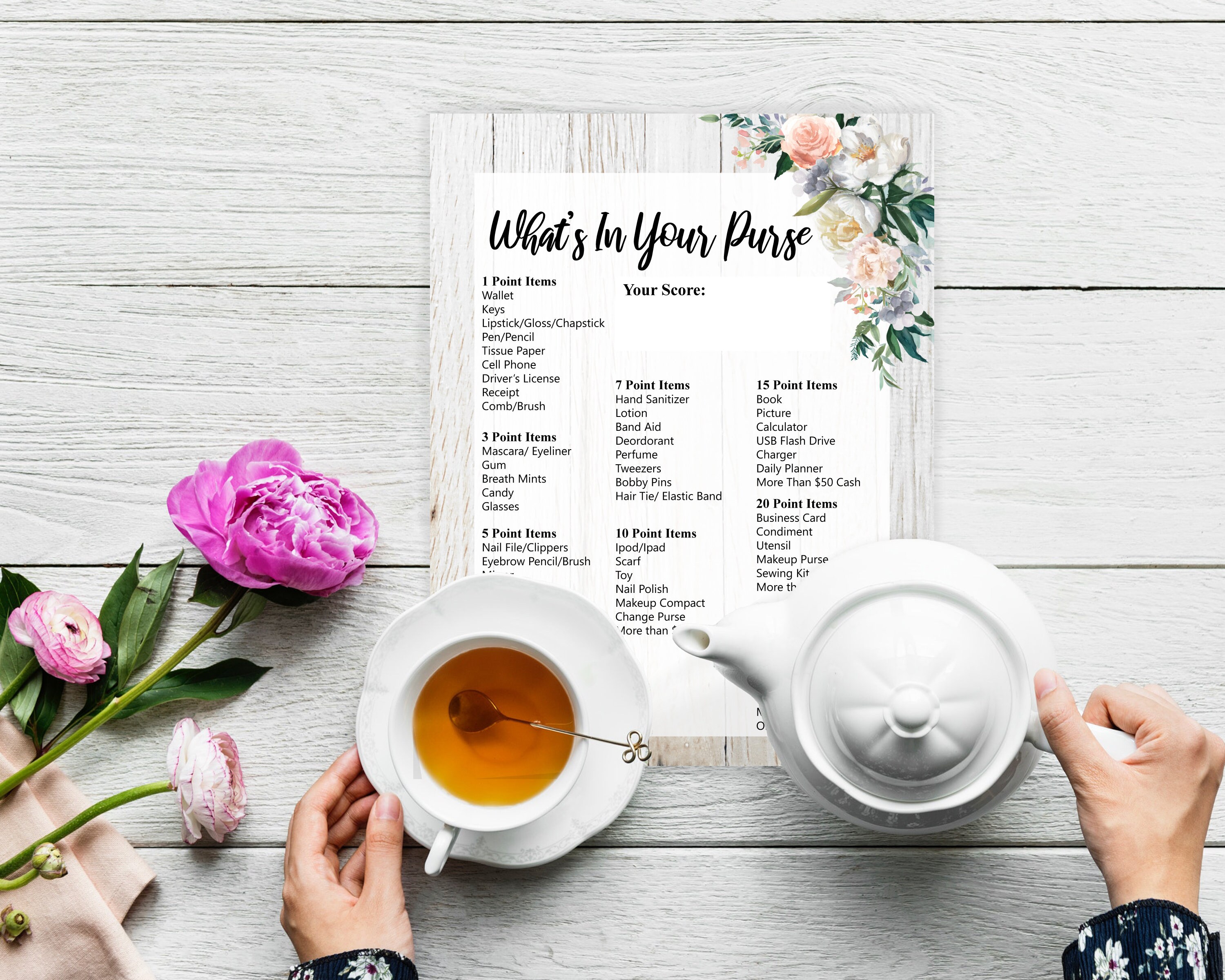 Purse Scavenger Hunt What's in Your Purse Bride Trivia Etsy