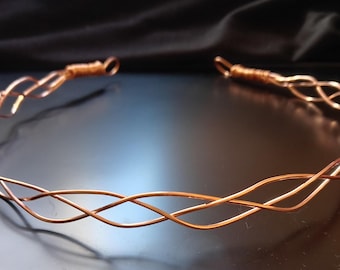 3 Stranded braided pure copper circlet tiara  for Handfasting, fae, cosplay, wedding, festival and everday