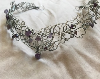 Silver and Amethyst crystal Viking circlet crown tiara buy 2 get 1 free