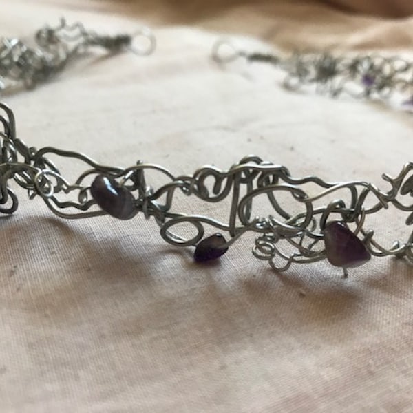 Amethyst crystal silver circlet  cosplay lotr bridal celtic buy 2 get 1 free :)