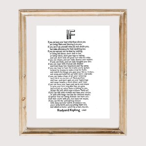 If poem by Rudyard Kipling, art print of hand-lettered calligraphy for framing