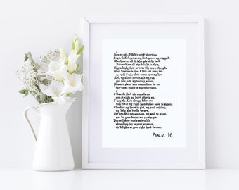 Psalm 16 of The Holy Bible (New American Bible Revised Edition/NABRE), art print of hand-lettered calligraphy suitable for framing