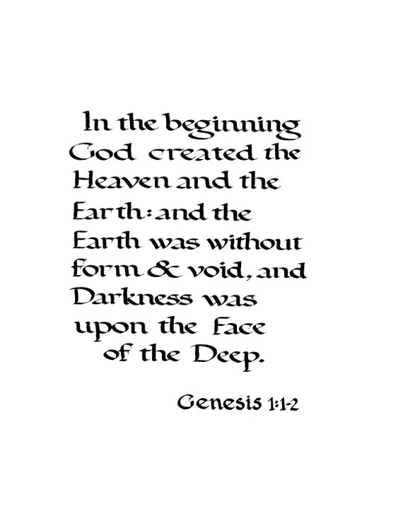Genesis 1:1-2 of the Holy Bible (king James Version/kjv), Art