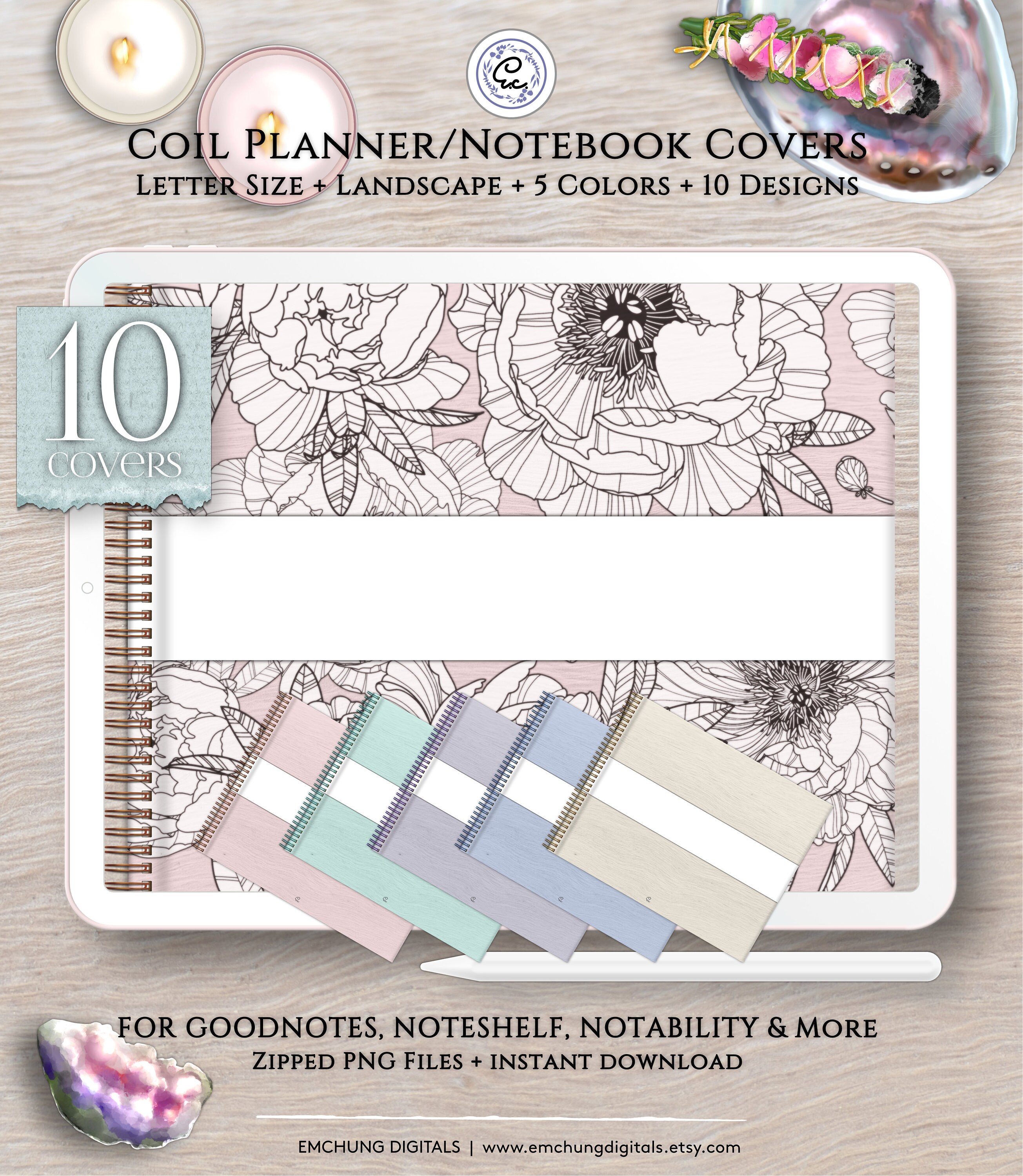 Coil Planner/Notebook Covers Letter Size Landscape Instant Etsy México