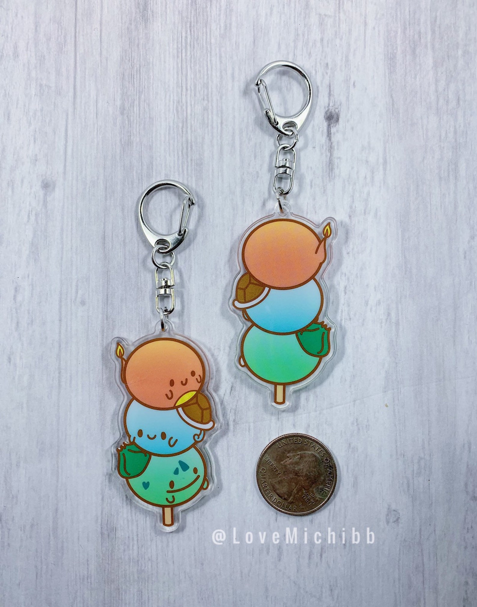 Starter Pokemon Dango Keychain // Acrylic Doublesided Art Etsy