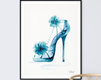 Aquarell High Heel Schuh Print: Schicke Mode-Illustration
