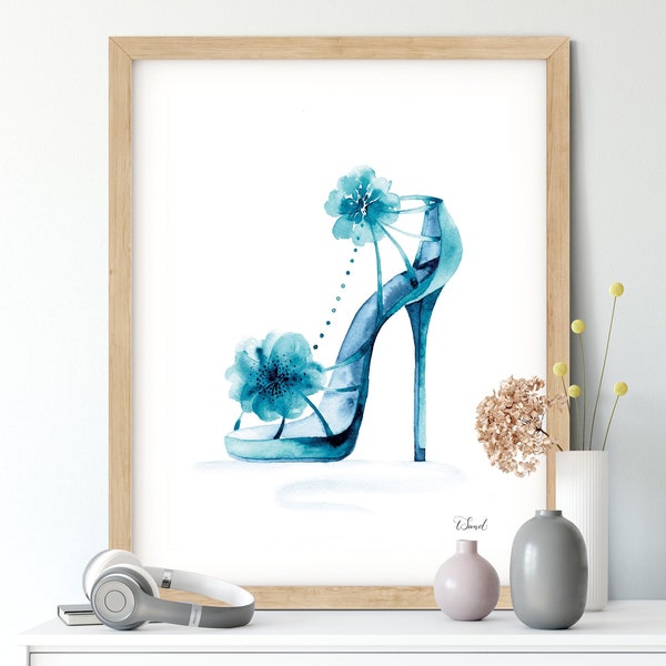 High Heel Sandal Fashion Illustration, Watercolor Painting , Birthday Gift For Shoe Lover, Fashion Poster, Beauty Room Art, Instant Download