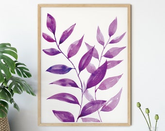 Watercolor Plant Art, Botanical Watercolour Painting, Plant Wall Art, Colorful Wall Art Prints, Birthday Gift For Plant Lovers, Plant Gift