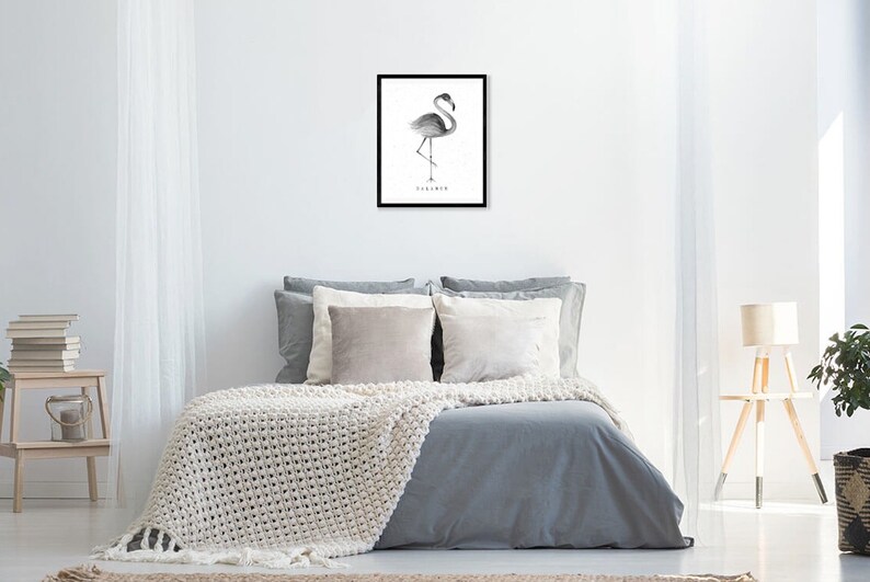 Black and White Flamingo Art Print Flamingo Wall Art Animal Etsy UK