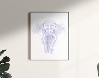Elephant Wall Art, Elephant Art Print Illustration, Elephant Art Modern Home, Elephant Art For Bedroom, Gift For Nursery, Art Poster, Unique