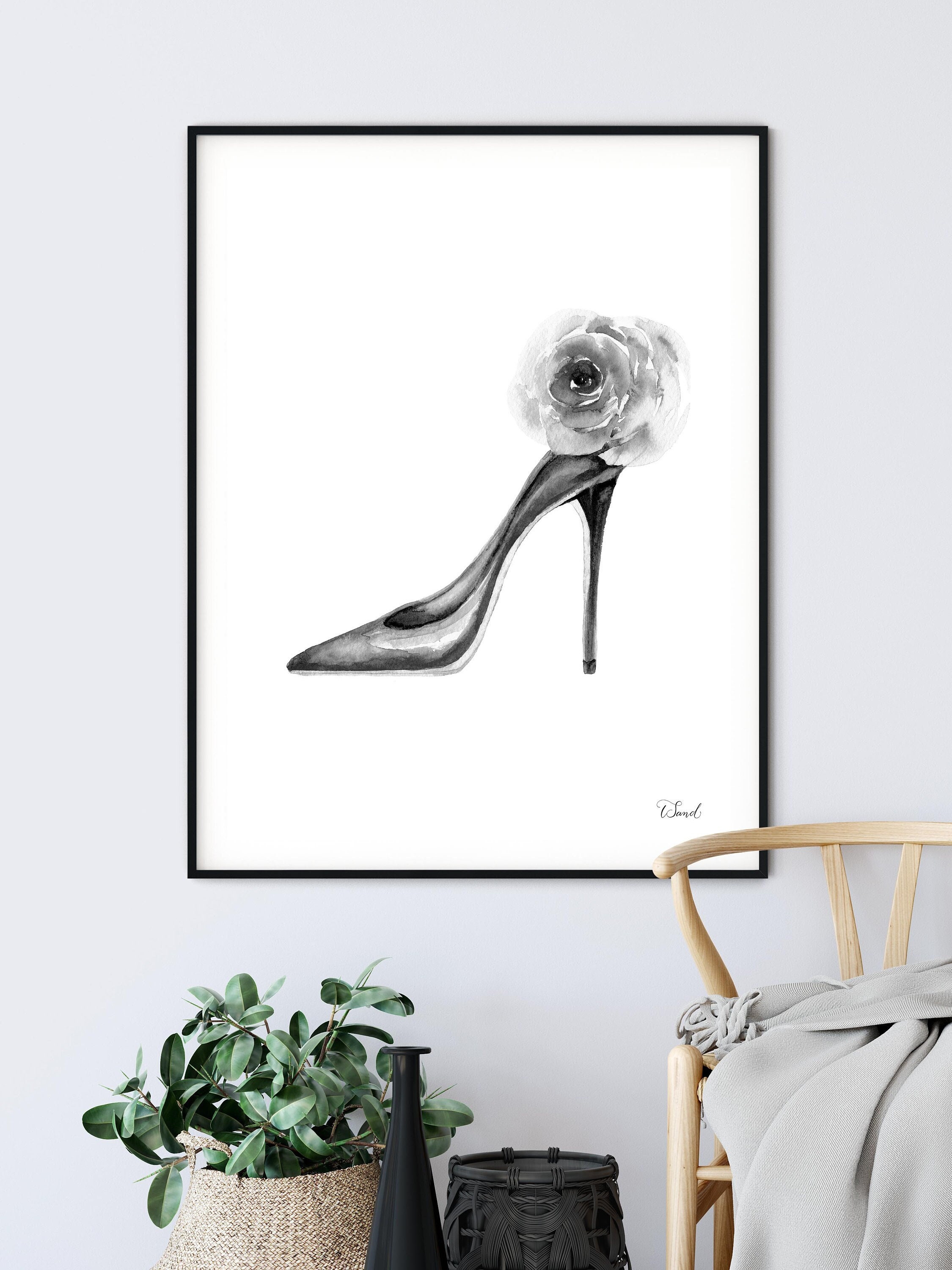  Gold Brown Fashion Wall Art Handbag High Heels Fashion  Illustration Art Print Of Watercolor Painting-Matte Paper Print & Stretched  Canvas Print : Handmade Products