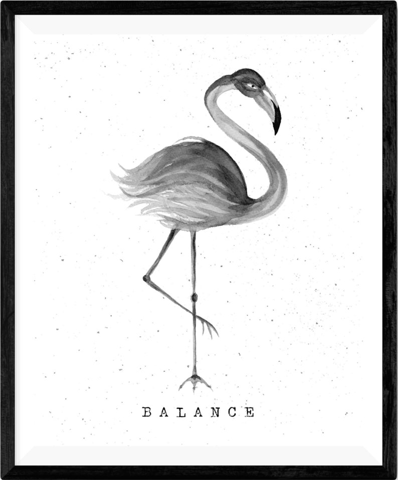 Black and White Flamingo Art Print Flamingo Wall Art Animal Etsy UK