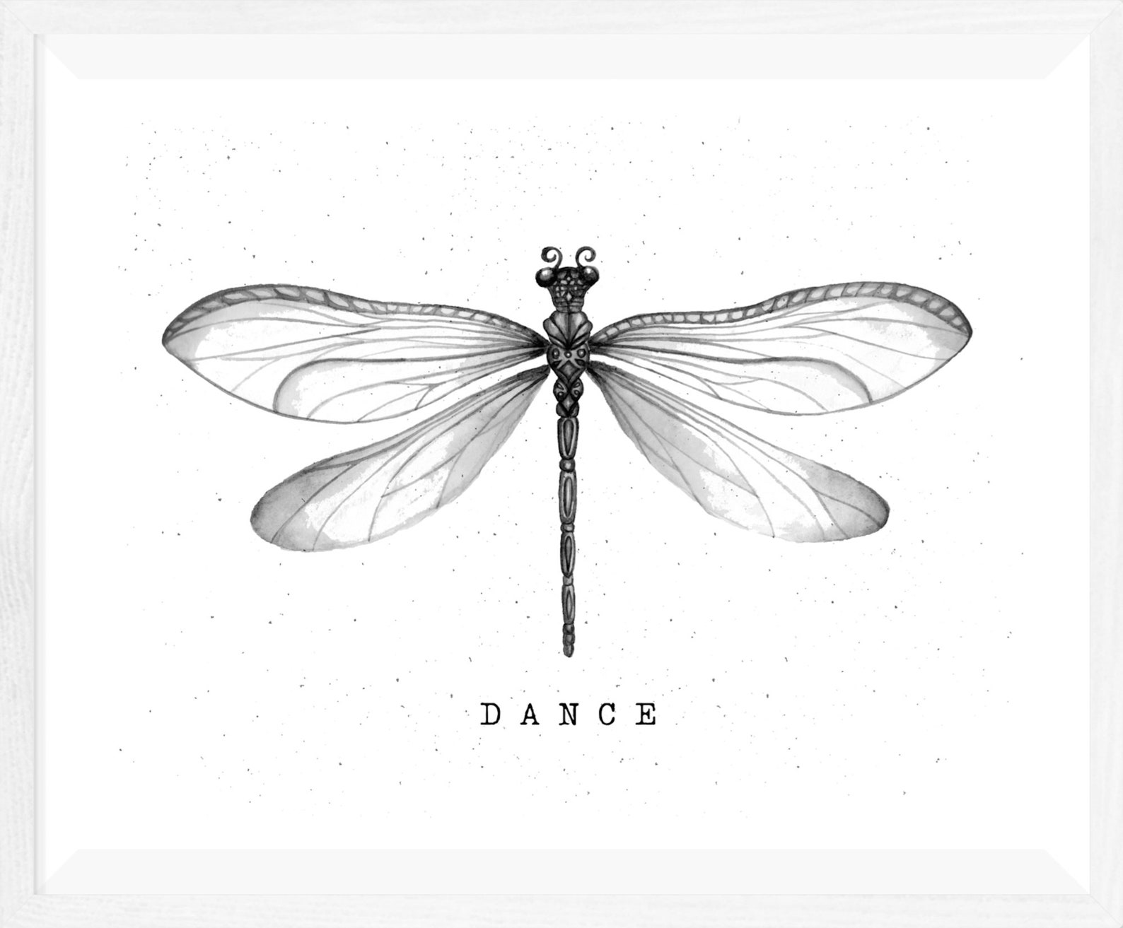 Dragonfly Wall Art, Dragonfly Watercolor, Black and White Decor