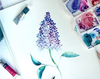 Lilac Painting, Original Watercolor Painting, Lilac Painting Original, Lilac Art, Cottage Core, Paintings For Gardeners, Watercolor Flower