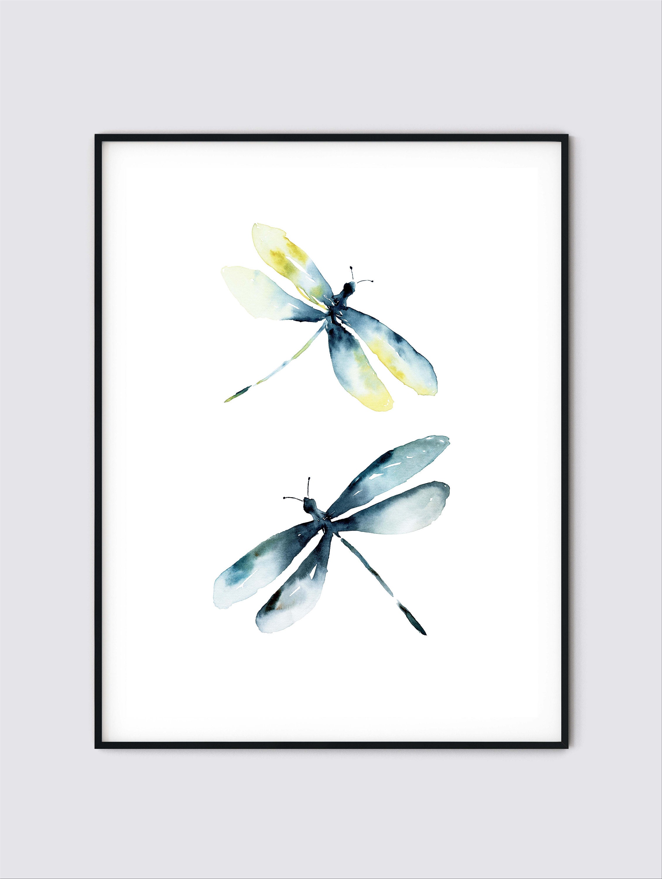 Dragonfly Wall Art Dragonfly Watercolor Dragonfly Print Etsy