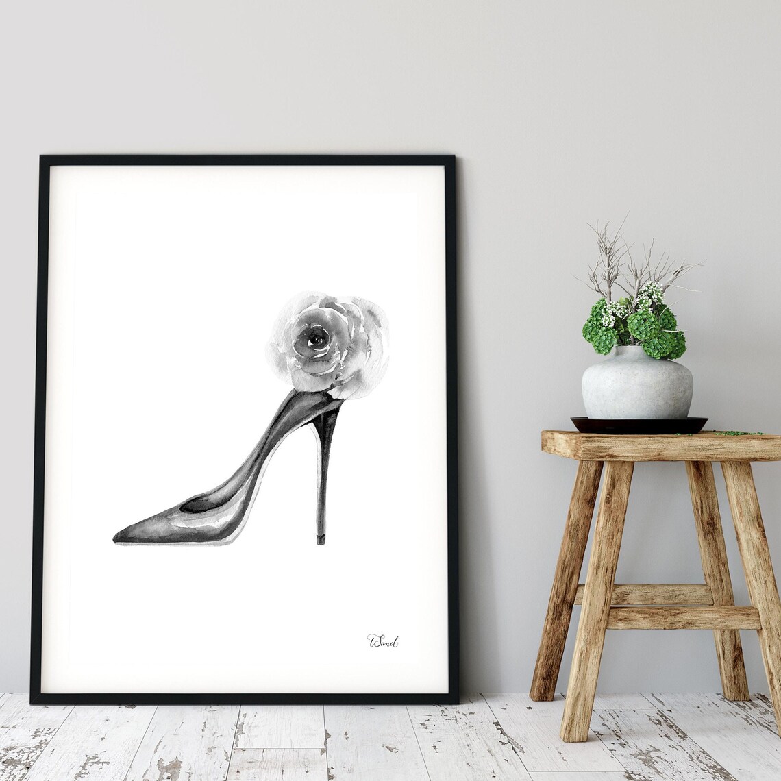 High Heel Wall Art Watercolor Painting Fashion Illustration Etsy Canada