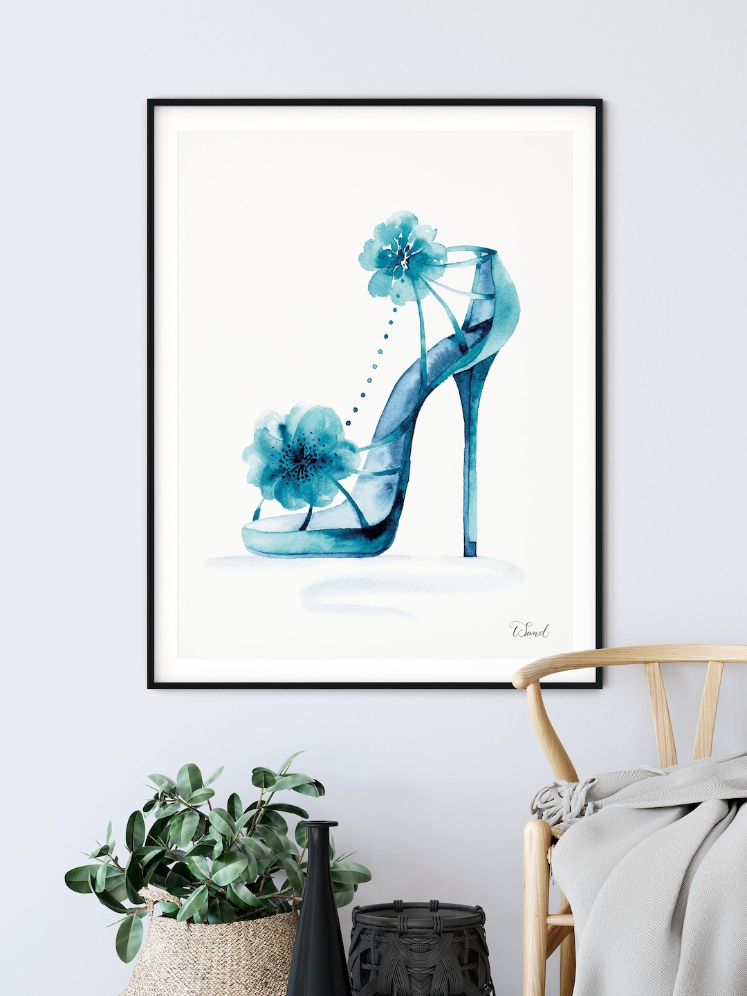 Watercolor High Heel Shoe Print: Chic Fashion Illustration - Etsy
