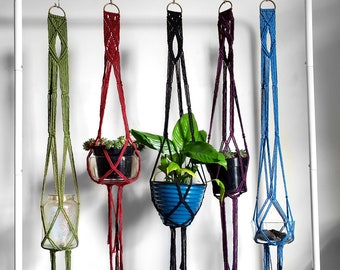 Macrame Plant Hanger / Hanging Plant Holder / Dark Colored Planter