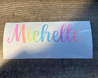Personalized Rainbow Name Decal: Custom Vinyl Sticker for Water Bottles