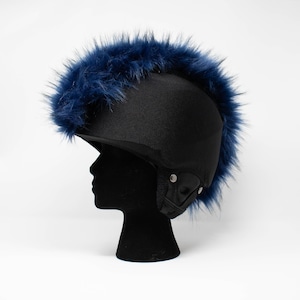 Mohawk- Funda para casco de esquí de piel sintética azul medianoche BurrFur