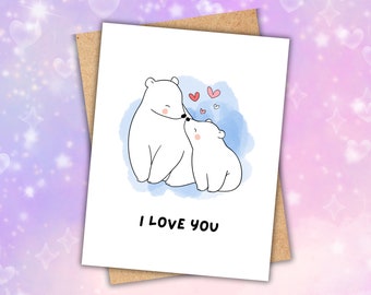 Polar Bear I Love You Card, Eco-Friendly Greeting Card