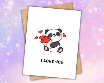 Panda I Love You Card, Eco-Friendly Greeting Card
