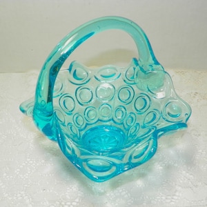 Vintage Italian Blue Art Glass Basket