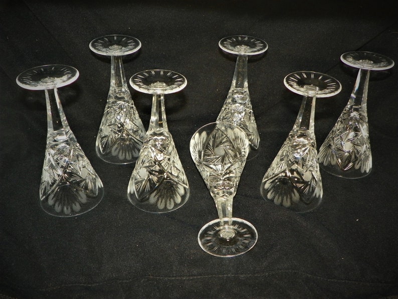 Crystal Cut 4 oz. Stemmed Cordial or Sherry Glasses Pinwheel Etsy
