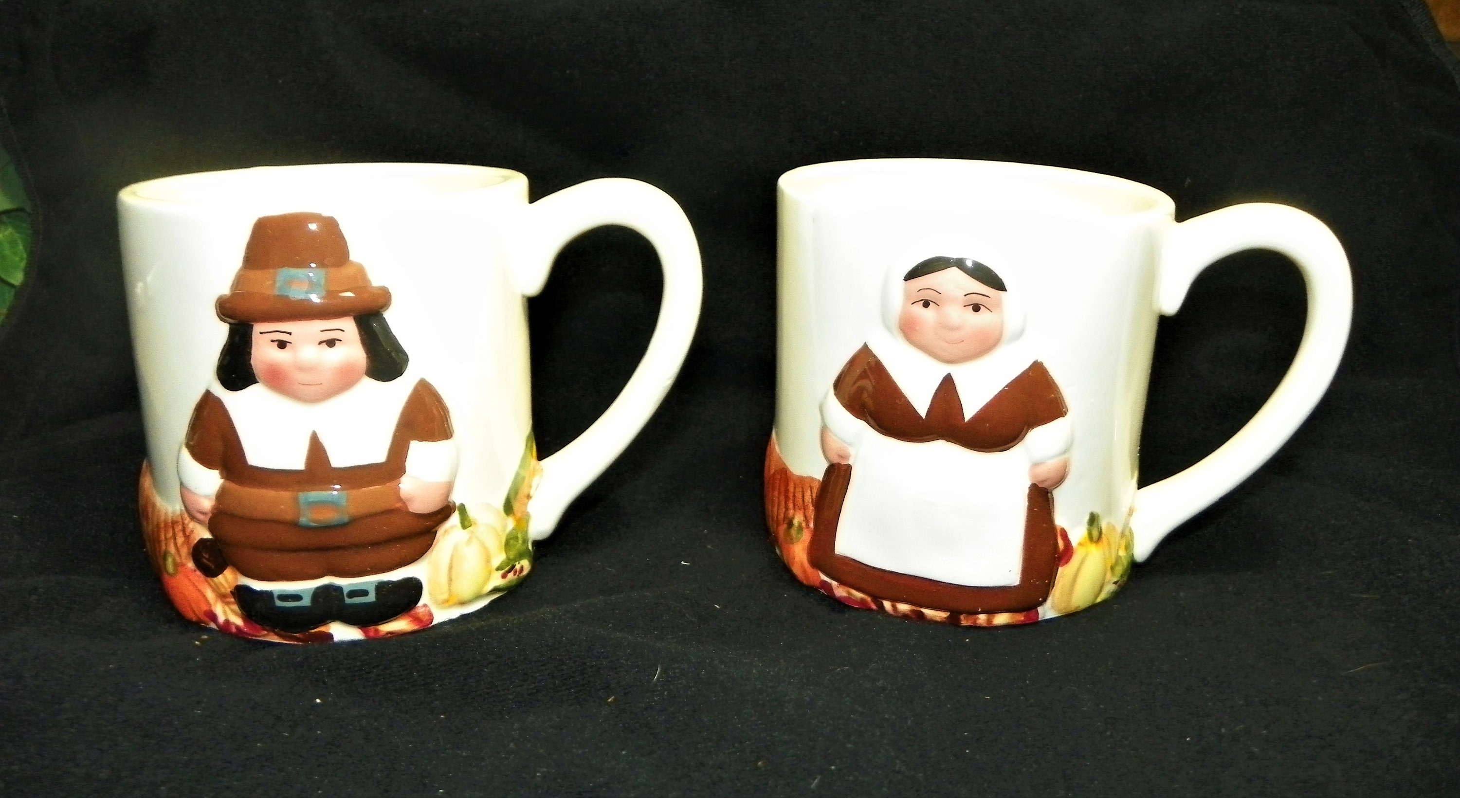 Publix Pilgrim Pair Ceramic Mug Set NIB Thanksgiving Decor Etsy