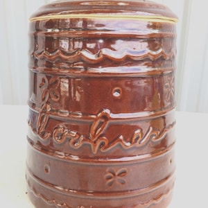 Vintage Marcrest Daisy & Dot Cookie Jar with Lid – Brown Drip Glaze – Rustic Farmhouse Kitchen Canister – Mid Century Pottery